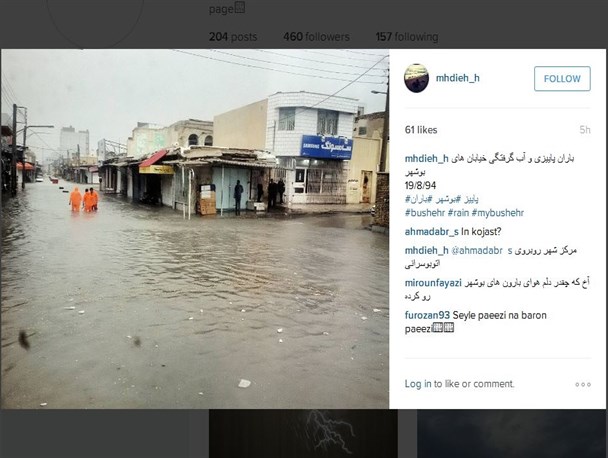 تصاویر اینستاگرامی بوشهری ها پس از بارش باران