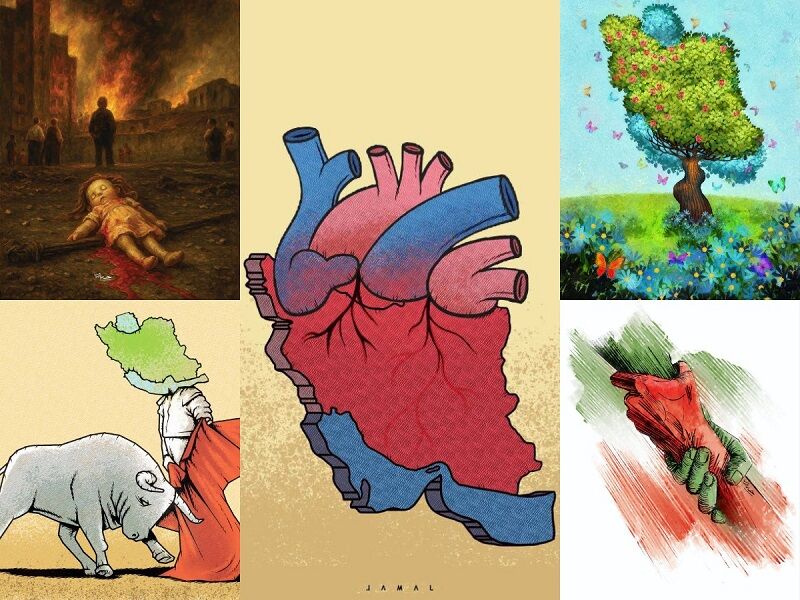 اتحاد و همدلی ایرانیان؛ سوژه تازه‌ترین آثار دو کاریکاتوریست شد