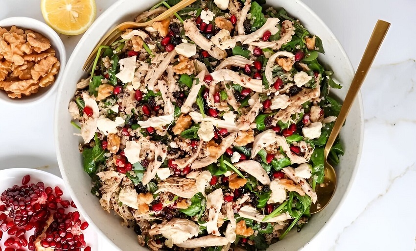 آموزش کامل سالاد مرغ و انار؛ مقوی و سریع