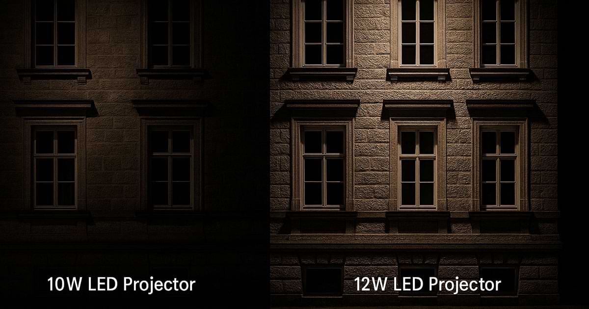 تفاوت شدت نور پروژکتور 200 وات و 100 وات در نورپردازی نما