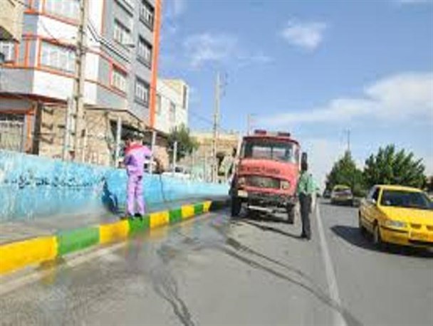 شستشوی باکس‌های زباله و جداول شهر رباط کریم