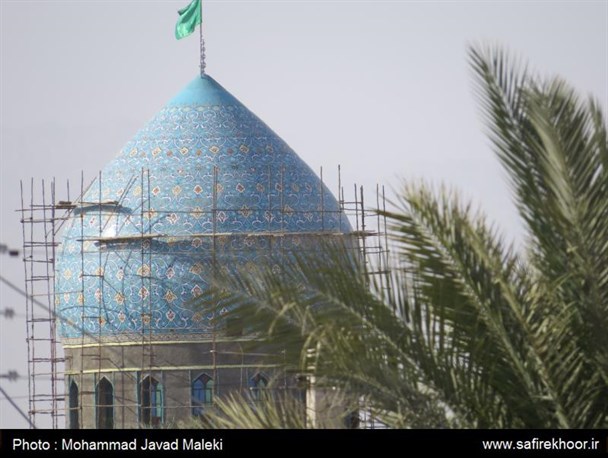 اتمام کاشی کاری گنبد امامزاده سید داود خوروبیابانک