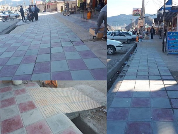 دست به کار شدن شهرداری پاتاوه در ساماندهی پیاده رو ها و جداول شهری+تصاویر