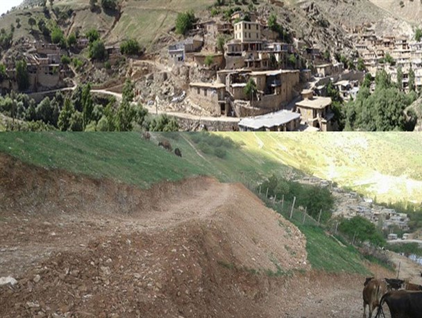 احداث جاده کمربندی توسط مردم روستای سفید برگ جوانرود/ روستاییان در انتظار کمک مسئولین
