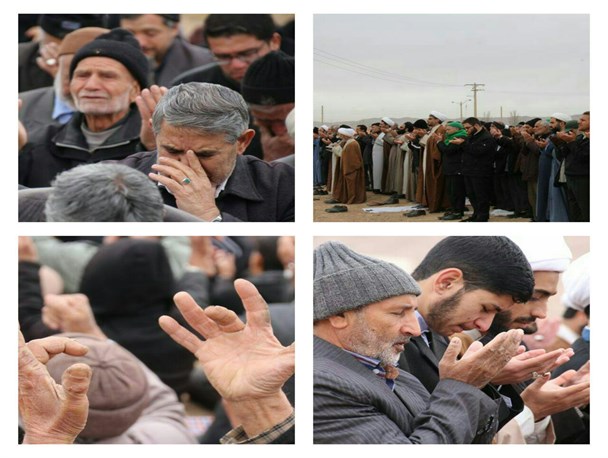 اقامه نماز طلب باران در قاین/ تصویری