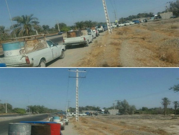 کمبود جایگاهای توزیع نفت در منوجان صف های طولانی را رقم زد/تصاویر