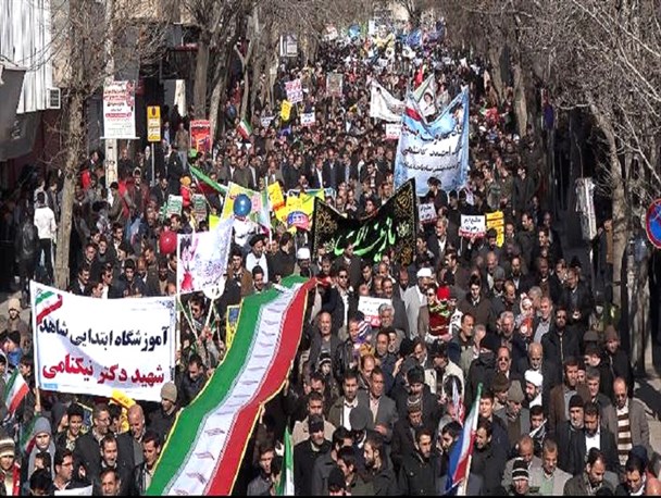 راهپیمایی ۲۲ بهمن مردم شهرستان میانه باشکوه خاصی برگزار شد+تصاویر