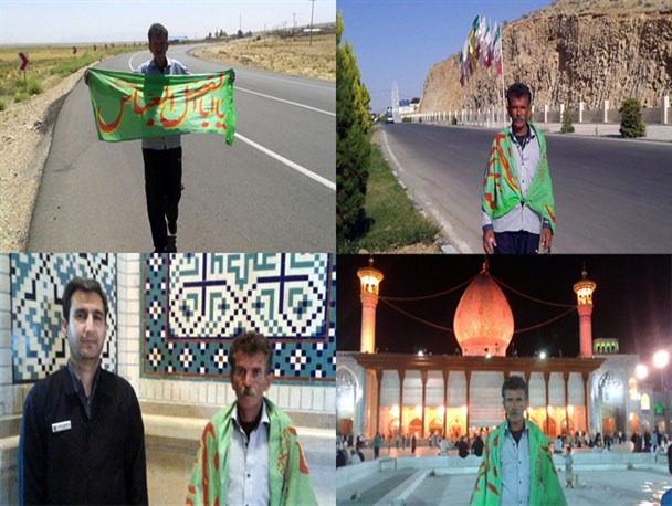 نذری به واسطه آزادی/ «جواد» با پای پیاده به زیارت شاهچراغ رفت