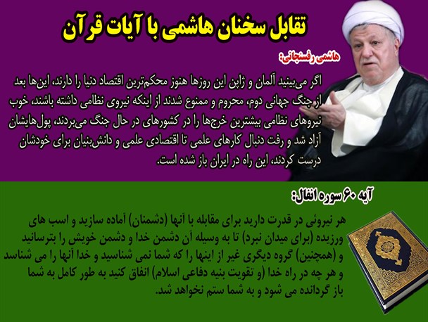 تقابل سخنان هاشمی با آیات قرآن