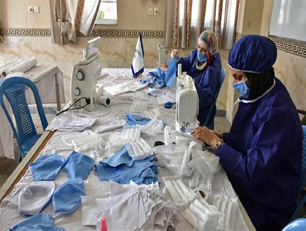 تولید 62 هزار ماسک و شیلد بیمارستانی توسط بسیج کارمندان کردستان