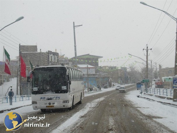 برف زمستانی جامه سفید بر تن شهر نیر پوشاند+تصاویر