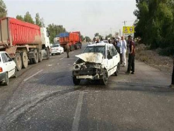 برخورد چهار خودرو در جاده سراسری شوش اهواز دو مصدوم برجای گذاشت