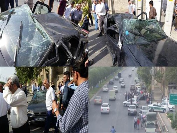 فاجعه رانندگی در همدان / واژگونی یک سواری زانتیا در مقابل دانشگاه بو علی سینا