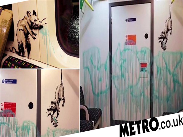 بنکسی و موش های ماسک دار در متروی لندن+فیلم