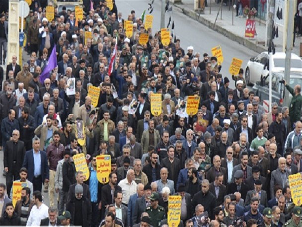 راهپیمایی مردم مازندران در حمایت از اقتدار نظام