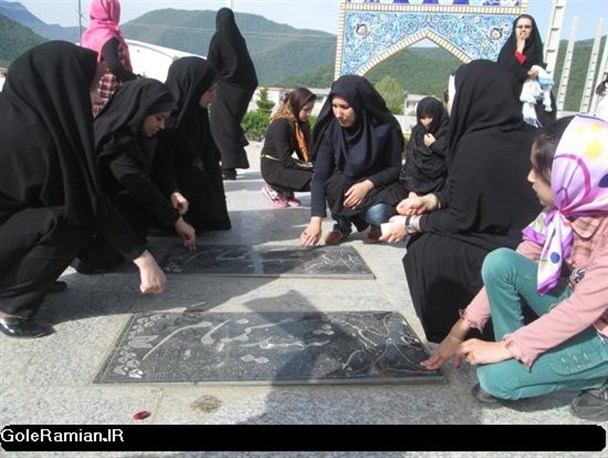 غبارروبی گلزار شهدای گمنام رامیان توسط بانوان رامیانی/تصاویر