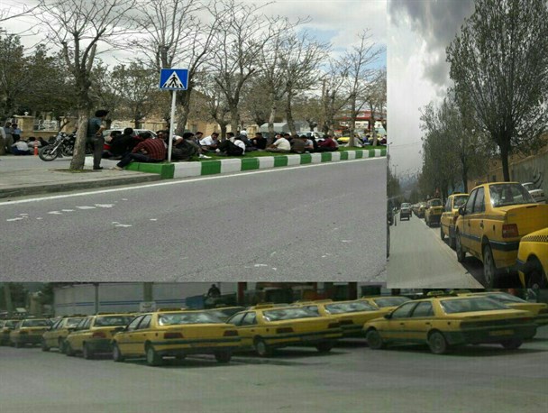 تجمع تاکسیرانان پیرانشهری مقابل فرمانداری +تصاویر