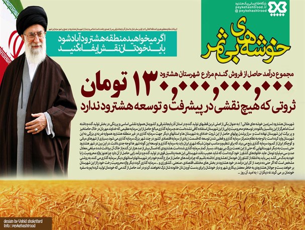 ۱۳۰ میلیارد تومان درآمدی که نقشی در توسعه سرزمین خوشه های طلائی ندارد +پوستر