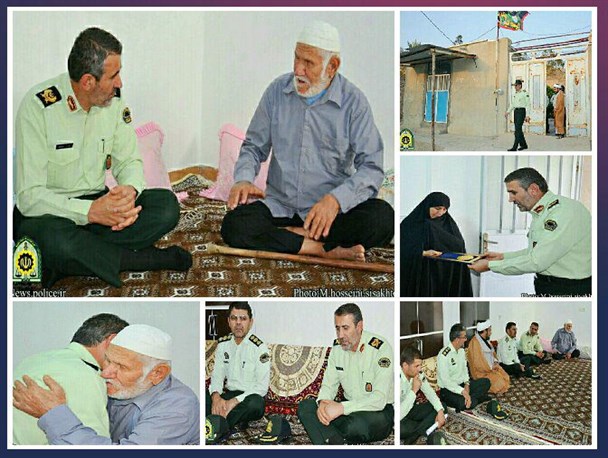 دیدار فرمانده انتظامی کهگیلویه و بویراحمد با خانواده شهید راهخداپور در شهر "سوق"