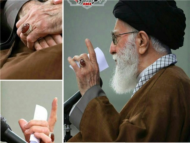 انگشتر اهدایی جوانان انقلابی در دستان رهبری+عکس