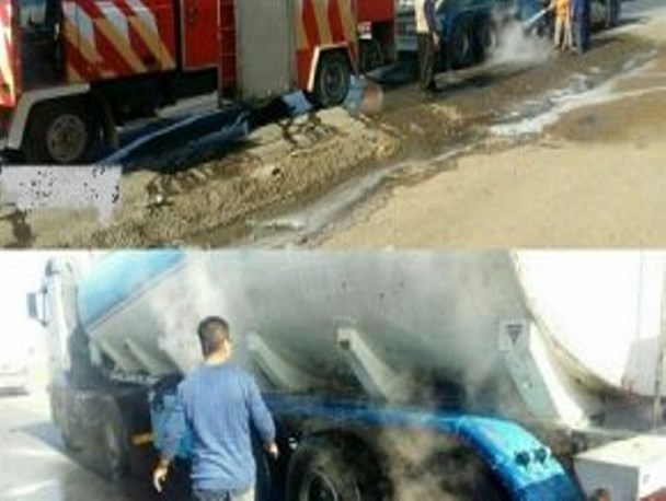 خطر انفجار تریلی حامل بنزین، از بیغ گوش شهر سیمنه گذشت