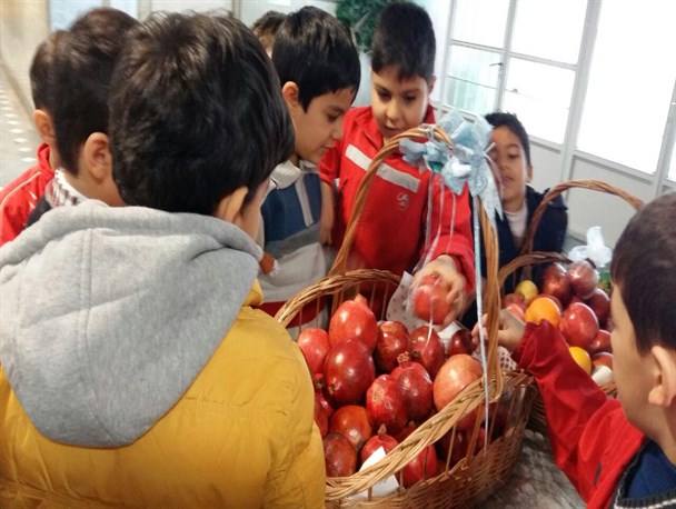 دست های کوچک و مهربانی که انار هدیه می دهند /یلدا فرصتی برای یاد کردن از دیگران