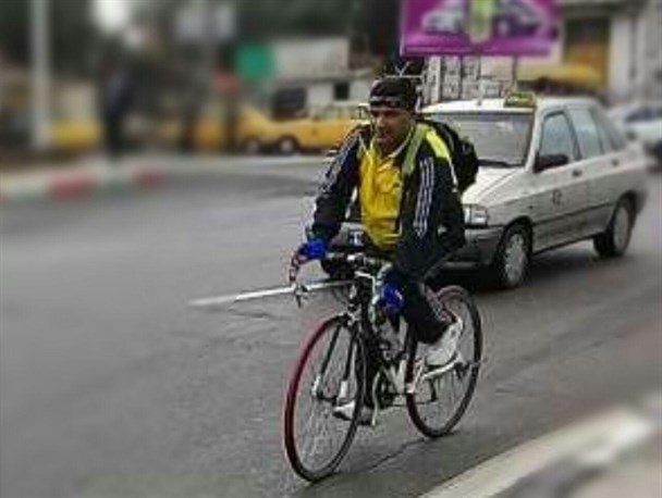سنقر میزبان دوچرخه سوار ایرانگرد حامل پیام شهدا+تصویر
