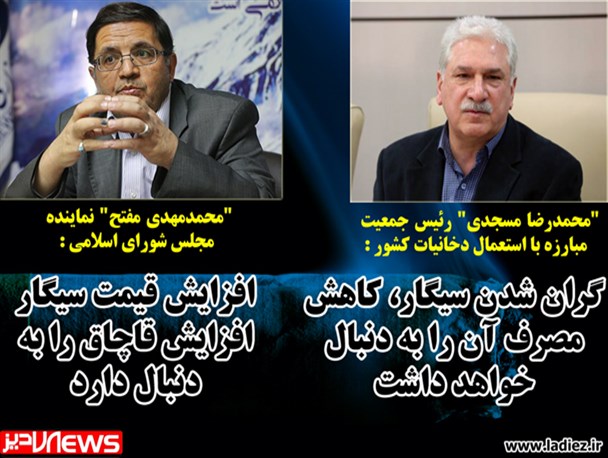 مسجدی: گران شدن سیگار، کاهش مصرف آن را به دنبال دارد/مفتح: افزایش قیمت سیگار، قاچاق بیشتر را به دنبال خواهد داشت